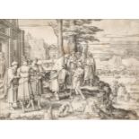 Lucas van Leyden, Dutch 1494-1533- The Return of the Prodigal son; engraving, watermarked with
