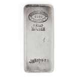A 1kg 999 silver bar, numbered JM69092A and stamped Johnson Matthey, London, 999.0, dimensions 11.