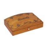 A French satinwood and cut steel Ecarte box, the lid titled opening to reveal a fitted interior,