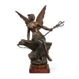 Oswald Schimmelphfennig, German, 1872-1944 Minerva Winged figure holding a caduceus and seated on