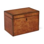 A Regency satinwood oblong two-division tea caddy, with lidded interior 19cm widePlease refer to