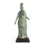 A Hellenistic bronze statue of the Isis Fortuna, 1st Century B.C., the goddess stands with her