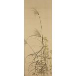 Nomura Sekko, Japanese 1875-1961, hanging scroll, ink and colour on silk, depicting autumn grass,