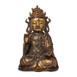 Property of a Gentleman (lots 36-85) A large Chinese gilt and lacquered bronze figure of Guanyin,