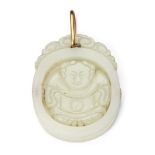 Property of a Gentleman (lots 36-85) A Chinese pale greenish-white jade rotating 'boy' pendant