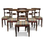 A set of six Regency cherry wood bar back dining chairs, with splat rail centred by rectangular