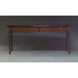 A George III style mahogany serving table, early 20th Century, of bow front form, the top with