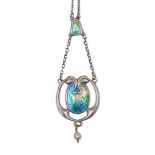 An Art Nouveau silver and enamel pendant necklace by Charles Horner, Chester, c.1909, designed as