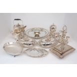 A group of silver plate comprising: an oval-shaped egg coddler for four complete with burner; an egg