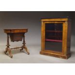 A Victorian walnut, inlaid and gilt metal mounted pier cabinet, with glazed door enclosing two