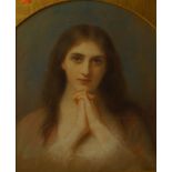 Scandinavian school, late 19th-early 20th century- Portrait of a girl in prayer; pastel, bears label