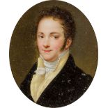 Amélie Cossard, French 1796-1852- A portrait miniature of a Gentleman turned to the left, wearing