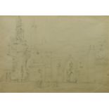 British School, early-mid 19th century- Palermo Cathedral, c.1840s- pencil, inscribed, bears