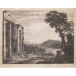 James Mason, British 1710-c.1785- Landscape and Ruins, after Claude Lorraine; etching and engraving,