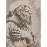 Attributed to Luca Ciamberlano, Italian fl.1599-1641- Saint Francis of Assisi in Prayer;