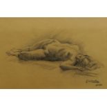 Grahame Wheatley, British b.1943- Two Drawings of Reclining Nudes; charcoal on paper, two, both