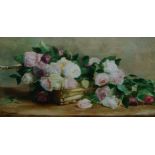 D M Lawrence, British, late 19th century- Still life of flowers; oil on canvas, signed and dated