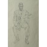 British School, early 20th century- Portrait sketch of a seated man; pencil, 33.5x23.5cm Please