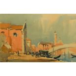 Edward Wesson RI RBA RSMA, British 1910-1983- Venetian scene; watercolour and pencil, signed, 32.