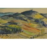 Hugh Cronyn, Canadian/British 1905-1996- Landscape in southwest France; pencil and watercolour,