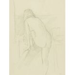 Antony Dufort, British b.1948- Ange with one foot on the bath; pencil, signed, bears inscription