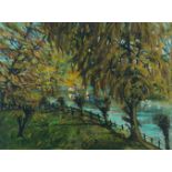 Welby Arthur Skinner, British, early 20th century- Riverside scene; oil on canvas, signed and