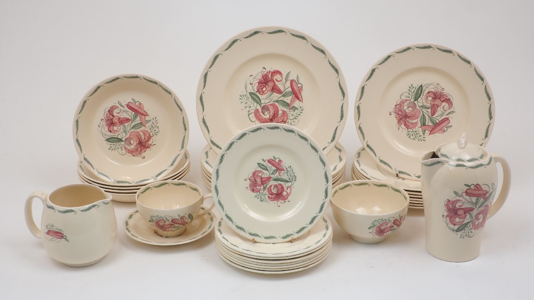 Susie Cooper (1902-1995), a Dresden spray pattern earthenware part dinner and coffee service,