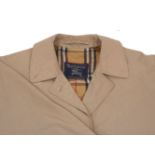A Burberry men's trench coat, with signature lining, size largePlease refer to department for
