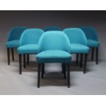 A set of five contemporary side chairs, of recent manufacture, upholstered in green fabric on square