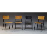 Three modern ply birch side chairs, together with a matching chair in black finish, of recent