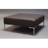 B & B Italia, a brown leather upholstered foot stool, of recent manufacture, with square section