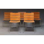 Giancarlo Vegni, a set of five 'Stripe' chairs for Fasem, late 20th Century, with tan leather