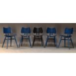 Ercol, a set of five butterfly chairs, of recent manufacture, four in blue lacquer finish, one