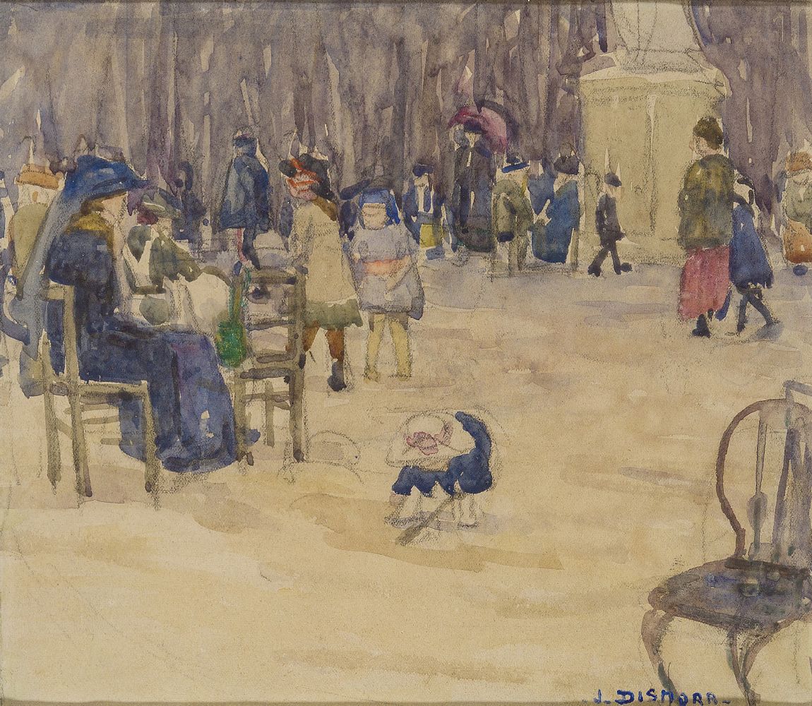 Jessica Dismorr, British 1885-1939 - Luxembourg Gardens, c.1910; Watercolour on paper, signed - Image 2 of 5