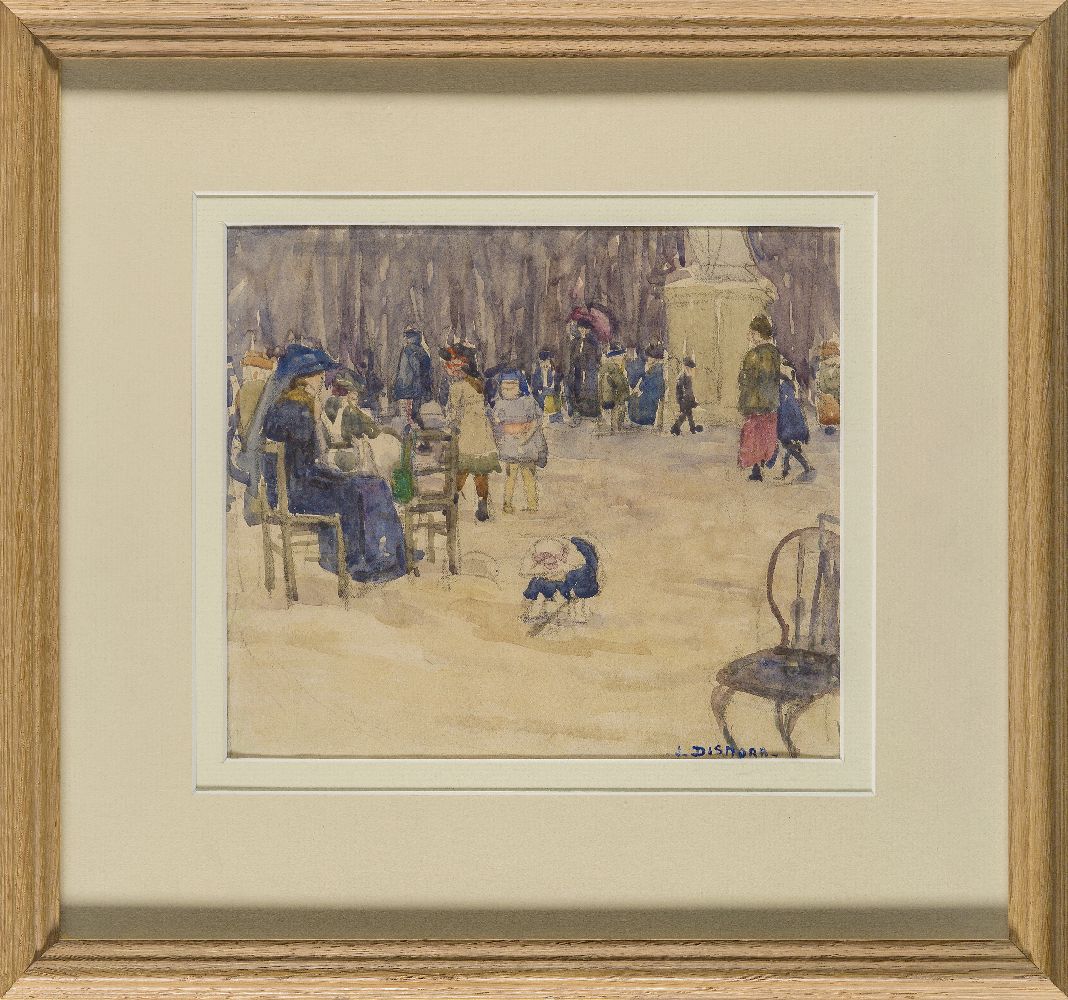 Jessica Dismorr, British 1885-1939 - Luxembourg Gardens, c.1910; Watercolour on paper, signed - Image 3 of 5