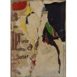 Mimmo Rotella, Italian 1918-2006- Manifesto d'artista, 1958; décollage on canvas, signed lower