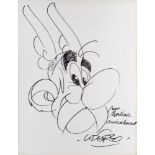 Alberto Aleandro Uderzo, French 1927-2020- Asterix, circa 1990; black marker, signed and inscribed