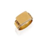 A large, 1940s gold signet ring, of saddle shaped design, ring size TPlease refer to department