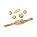 A small group of jewellery and dress accessories, comprising: a 22ct gold band ring, London