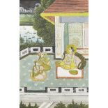 Two scenes of a princess on a terrace, Rajasthan, India, early 20th century,