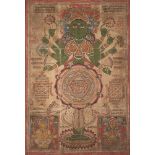 A large Jain tantric painting, late 19th-early 20th century, opaque pigment and lacquer on cloth,