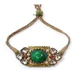 An emerald and diamond-set enamelled gold bazuband by repute from the collection of Maharani