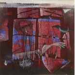 Ashok Hazra (Indian, b. 1946), Untitled, acrylic on canvas, signed lower right in Bengali, framed,