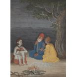 A Sadhu and two dervishes, India, circa 1870, opaque pigments on paper, mounted, glazed and