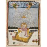 A Pandi (priest) receiving a shower of flower blossoms and holding a rose wreath, Deccan, 18th