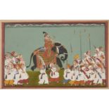 A large painting of a processional scene, Udaipur, Rajasthan, India, circa 1750, opaque pigments
