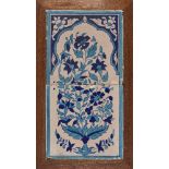 A Multan pottery tile panel with floral decoration, North India, early 19th century, formed of two