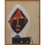 M.F. Husain (1915-2011), Untitled, Face in red and black,1954, pastel on paper, signed and dated '54