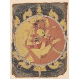 Lovers in the Mirror, Orissa, 18th century, opaque watercolour on cotton, the figures depicted in an