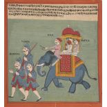 An illustration from an unusual Ragamala Series, India, Gujarat, circa 1800, opaque pigments on